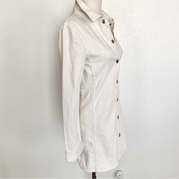 ZARA White Denim Button Down Mini Jacket Shirt Dress - Picture 7 of 15